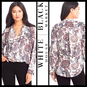 WHBM Paisley Surplice Blouse